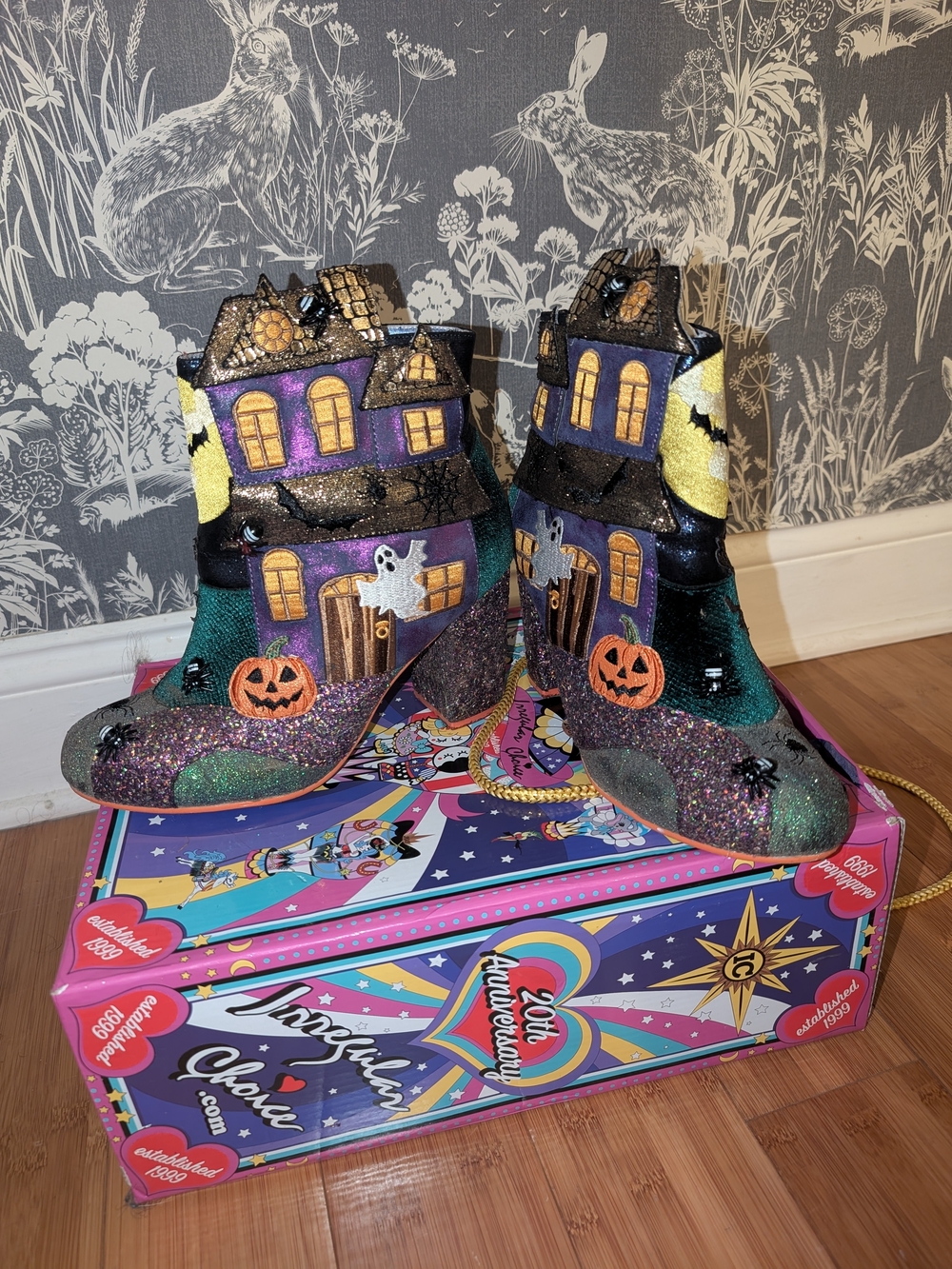 Irregular Choice Women's 9.5 Halloween Haunted House Boots - Purple/Green/Black